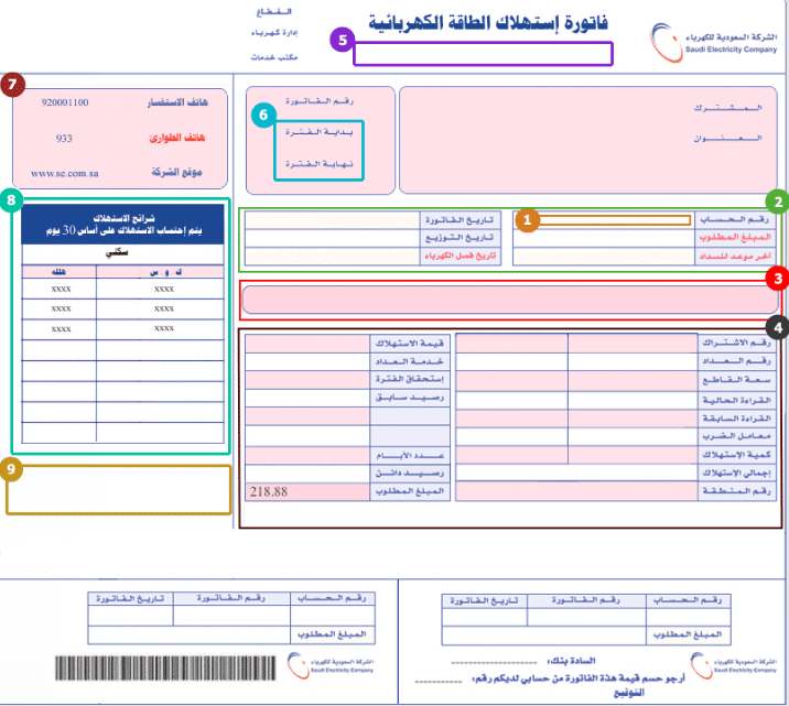 رقم شركة الكهرباء الفواتير